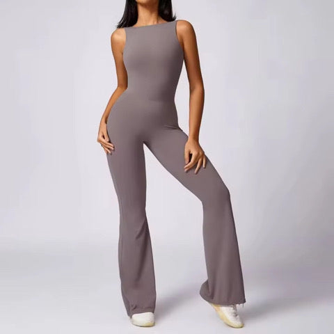 Women's +PRO Flare Jumpsuit with Open Back
