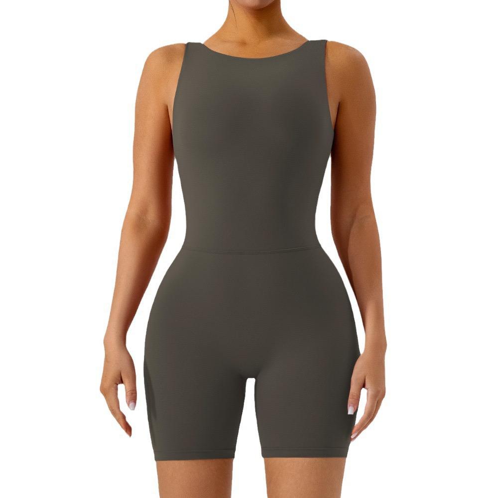 Short Compression Sports Jumpsuit with Turtleneck and Cycling Style (Biker)
